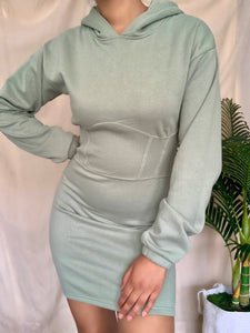 SAGE CORSET SWEATER DRESS