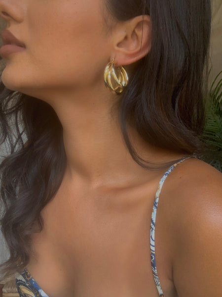 ERYKAH TRIPLE HOOPS (GOLD)